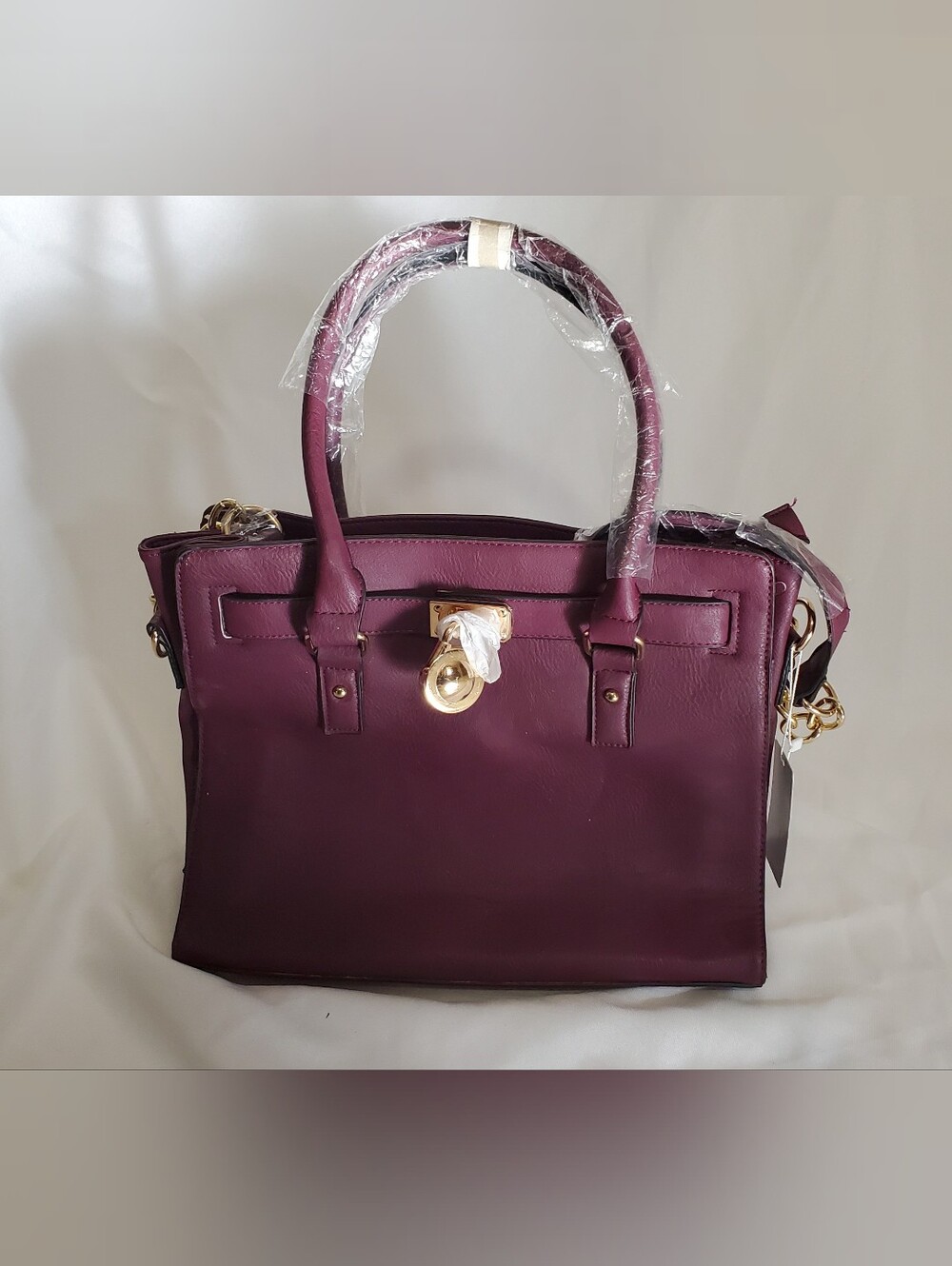 Structured Satchel Handbag in Plum - Unbranded